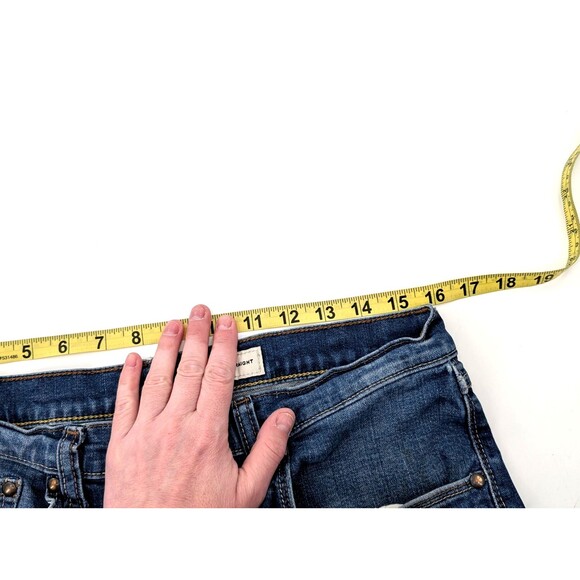 Wrangler Super Distressed Blue Slim Straight Dark Wash Western Work Jeans 32X28 - Picture 6 of 11